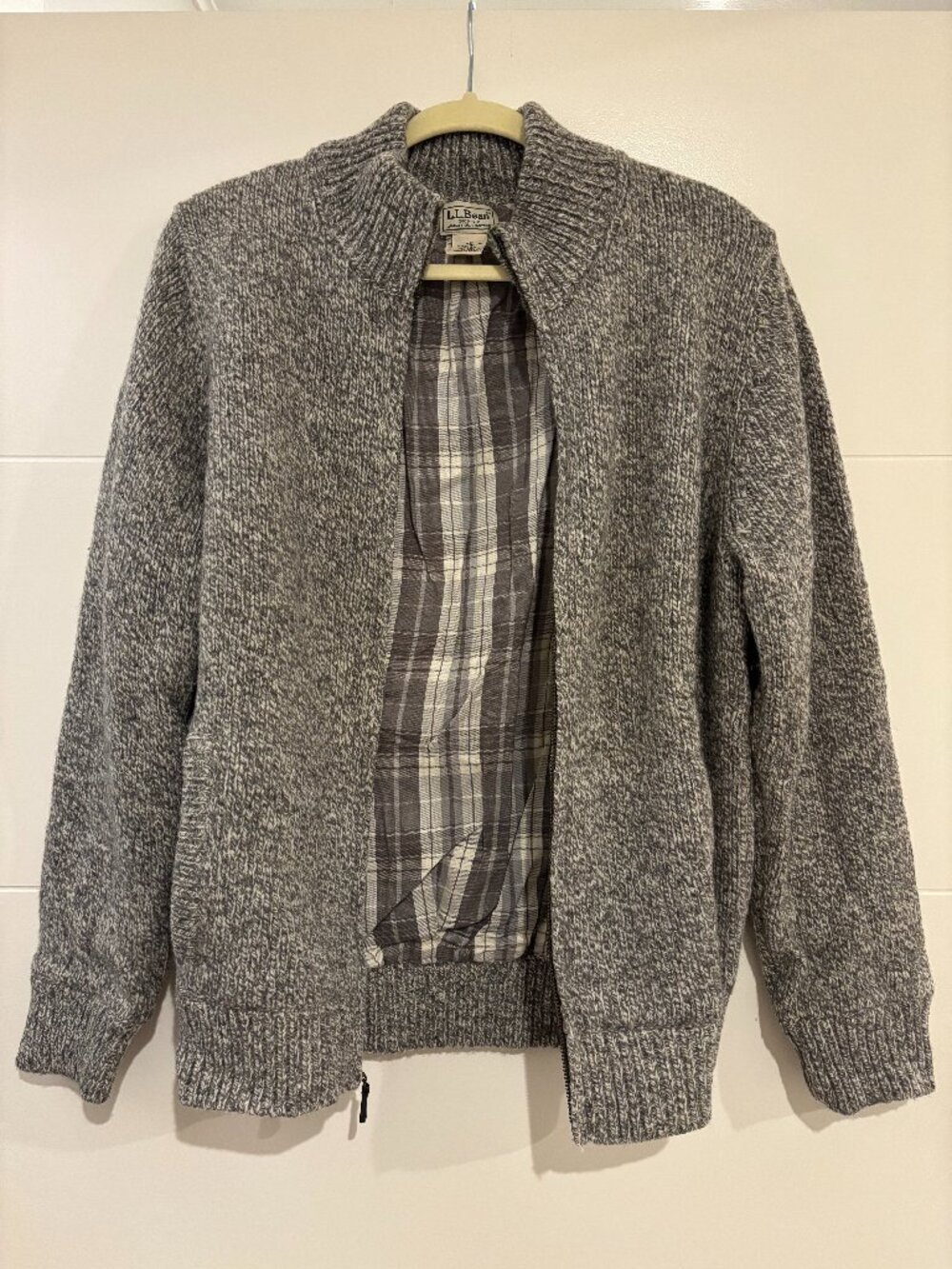 L.L. Bean Lambs Wool Zip Front Sweater Lightweight Jacket Medium Item ID 285171